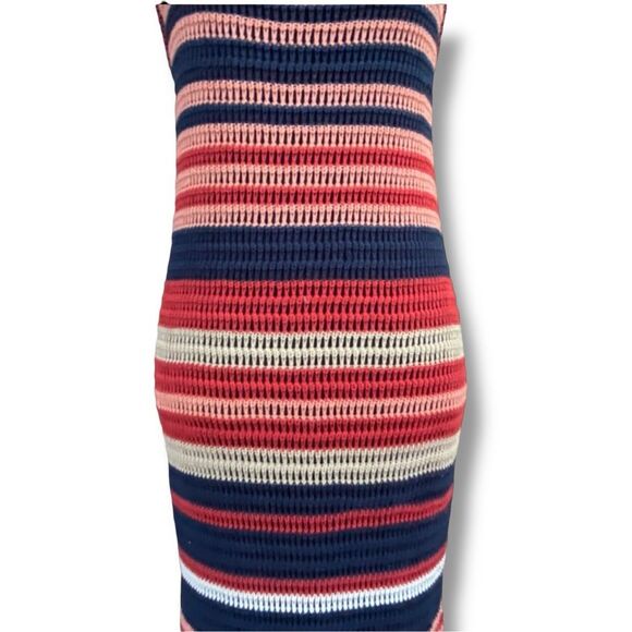 Vintage Y2K Penelope Rose Knit Striped Maxi Dress w/ Left Side Slit - Picture 10 of 12